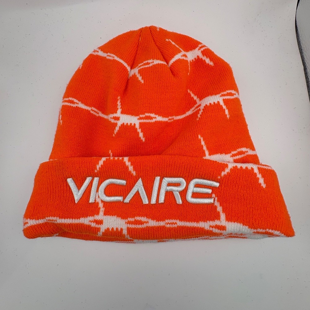 VICAIRE Restraint Designer Orange Barbed Wire Beanie Hat Skiing‎ Snowboarding